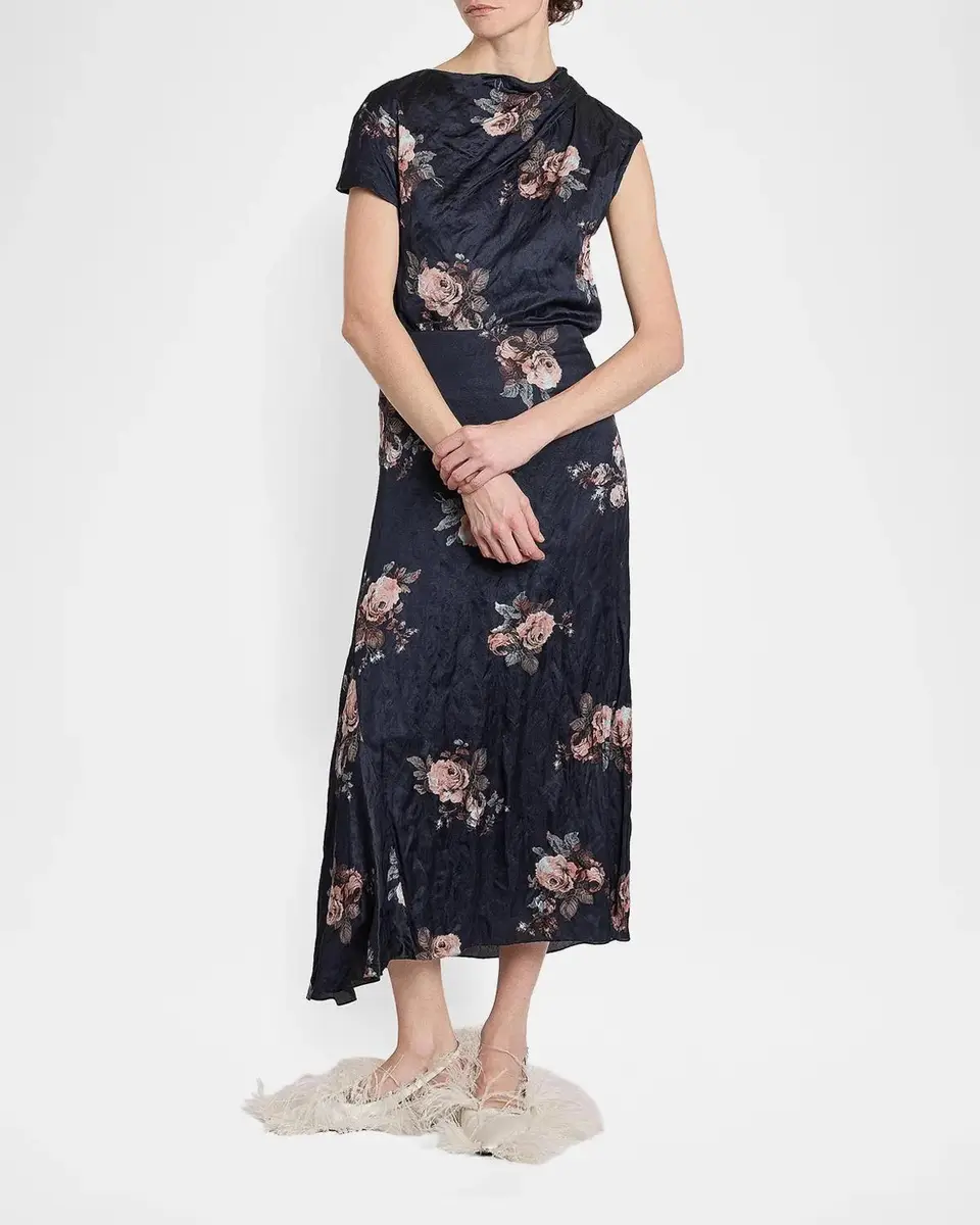 Erdem Draped Floral Crushed Satin Top | Thumbnail 2