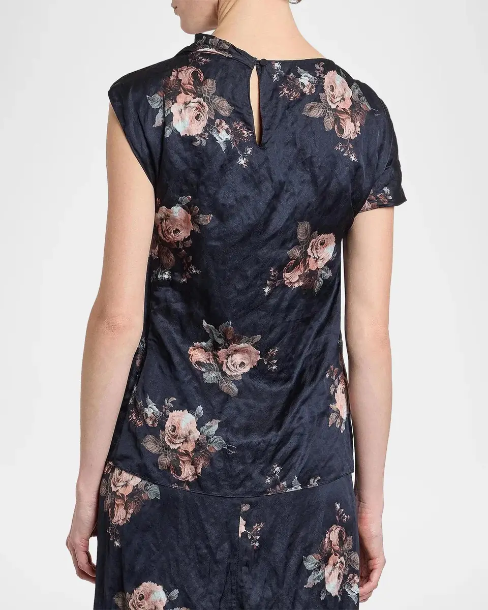 Erdem Draped Floral Crushed Satin Top | Thumbnail 3