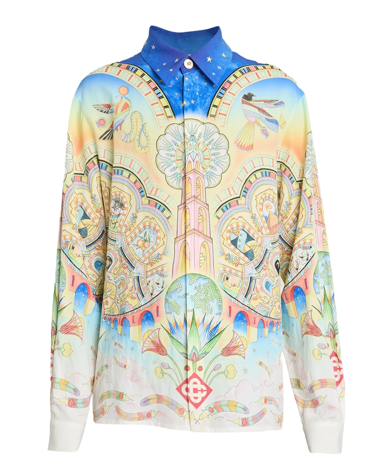 Men's Printed Silk Button-Front Shirt Men's Printed Silk Button-Front Shirt