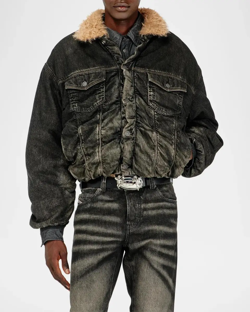 Diesel Curly Faux-Fur Collar Denim Jacket | Thumbnail 4 Diesel Curly Faux-Fur Collar Denim Jacket | Thumbnail 4