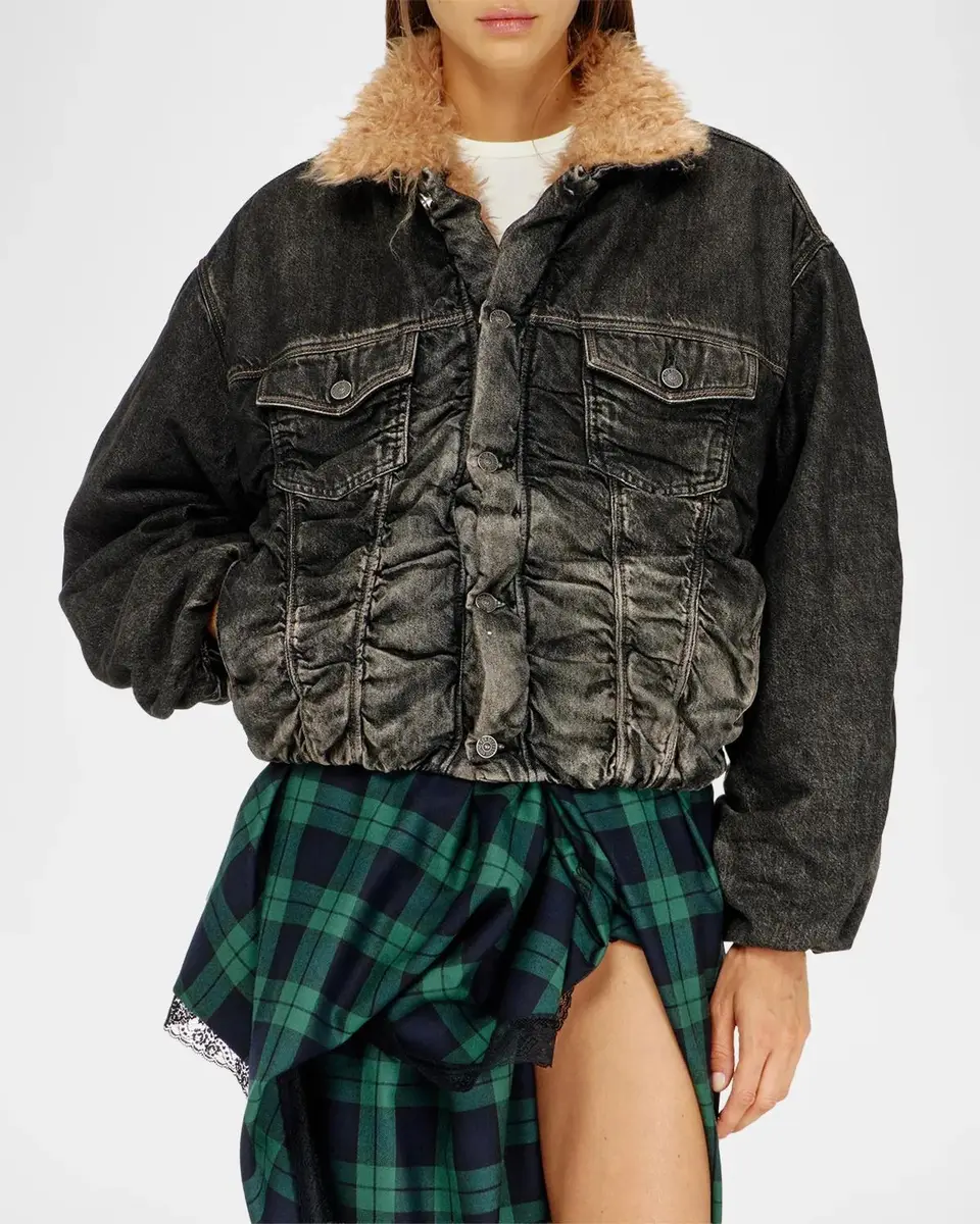 Diesel Curly Faux-Fur Collar Denim Jacket | Thumbnail 7 Diesel Curly Faux-Fur Collar Denim Jacket | Thumbnail 7