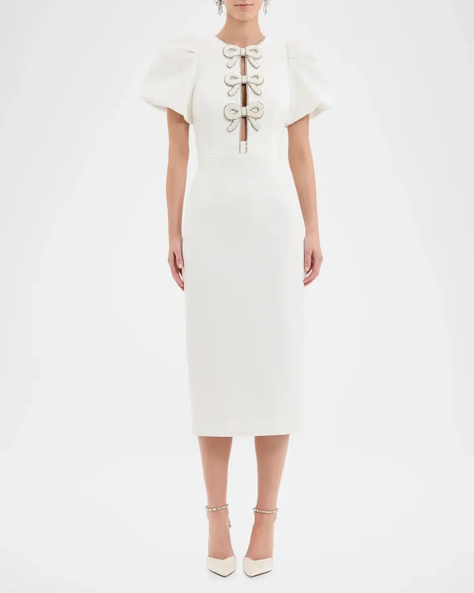 Rebecca Vallance Dreamer Cutout Bow-Front Crepe Midi Dress | Thumbnail 2