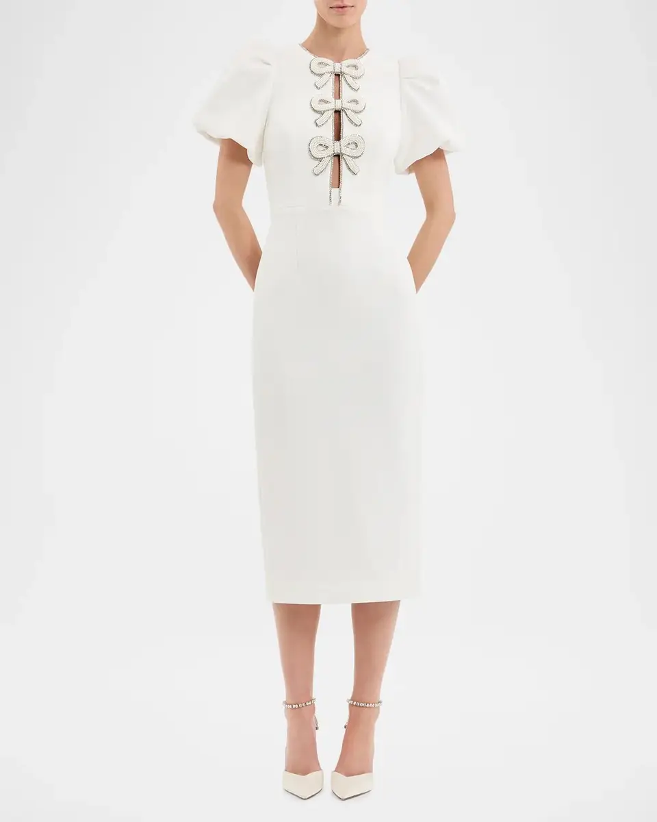 Rebecca Vallance Dreamer Cutout Bow-Front Crepe Midi Dress | Thumbnail 4