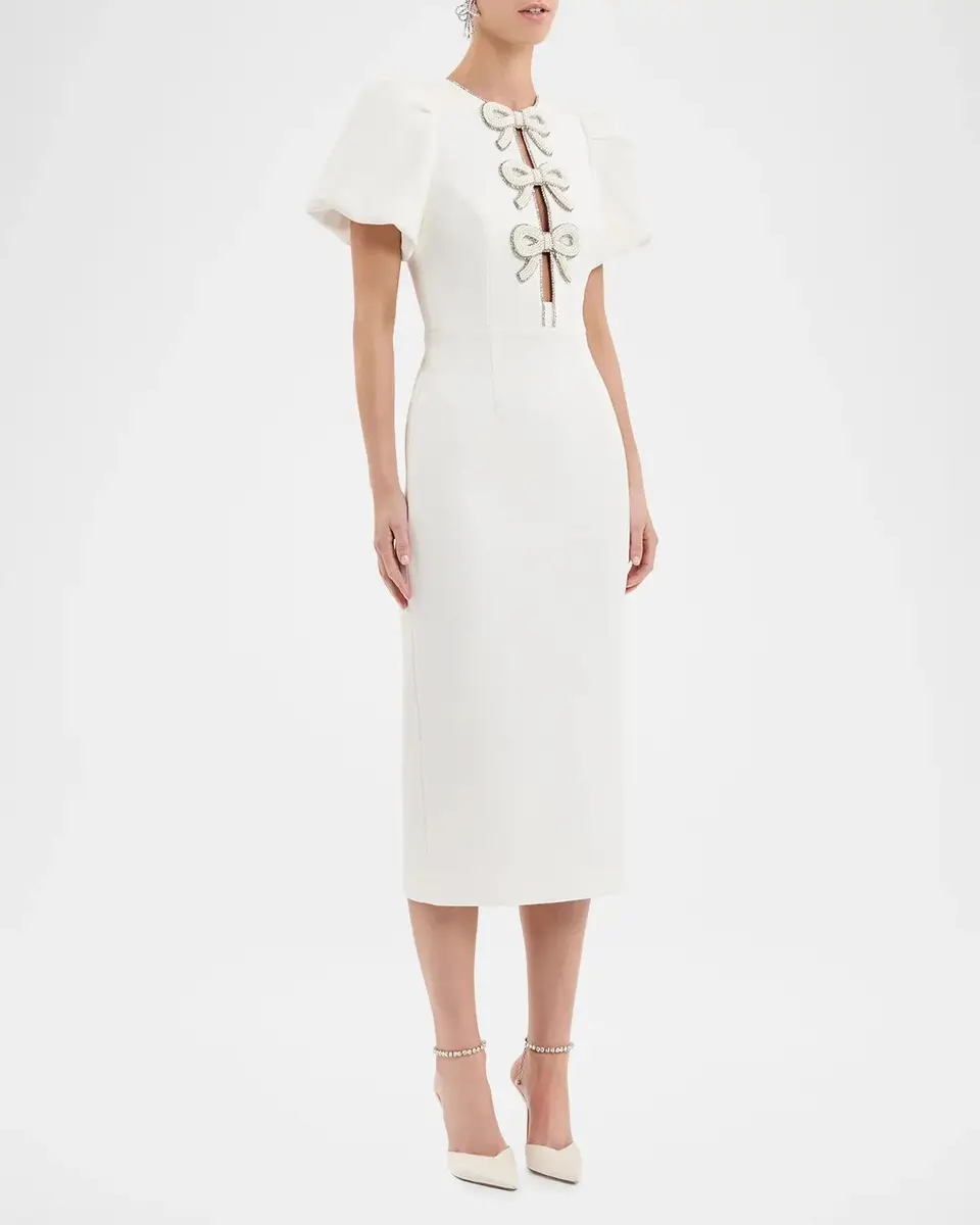 Rebecca Vallance Dreamer Cutout Bow-Front Crepe Midi Dress | Thumbnail 6