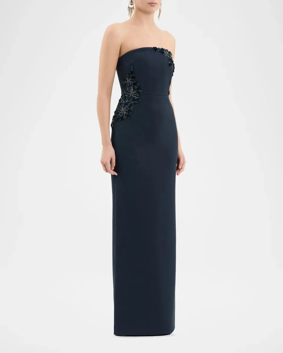 Rebecca Vallance Fresa Embellished-Trim Crepe Column Gown | Thumbnail 6 Rebecca Vallance Fresa Embellished-Trim Crepe Column Gown | Thumbnail 6