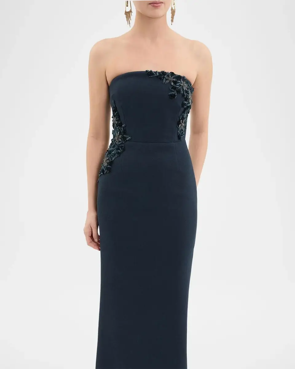 Rebecca Vallance Fresa Embellished-Trim Crepe Column Gown | Thumbnail 8 Rebecca Vallance Fresa Embellished-Trim Crepe Column Gown | Thumbnail 8