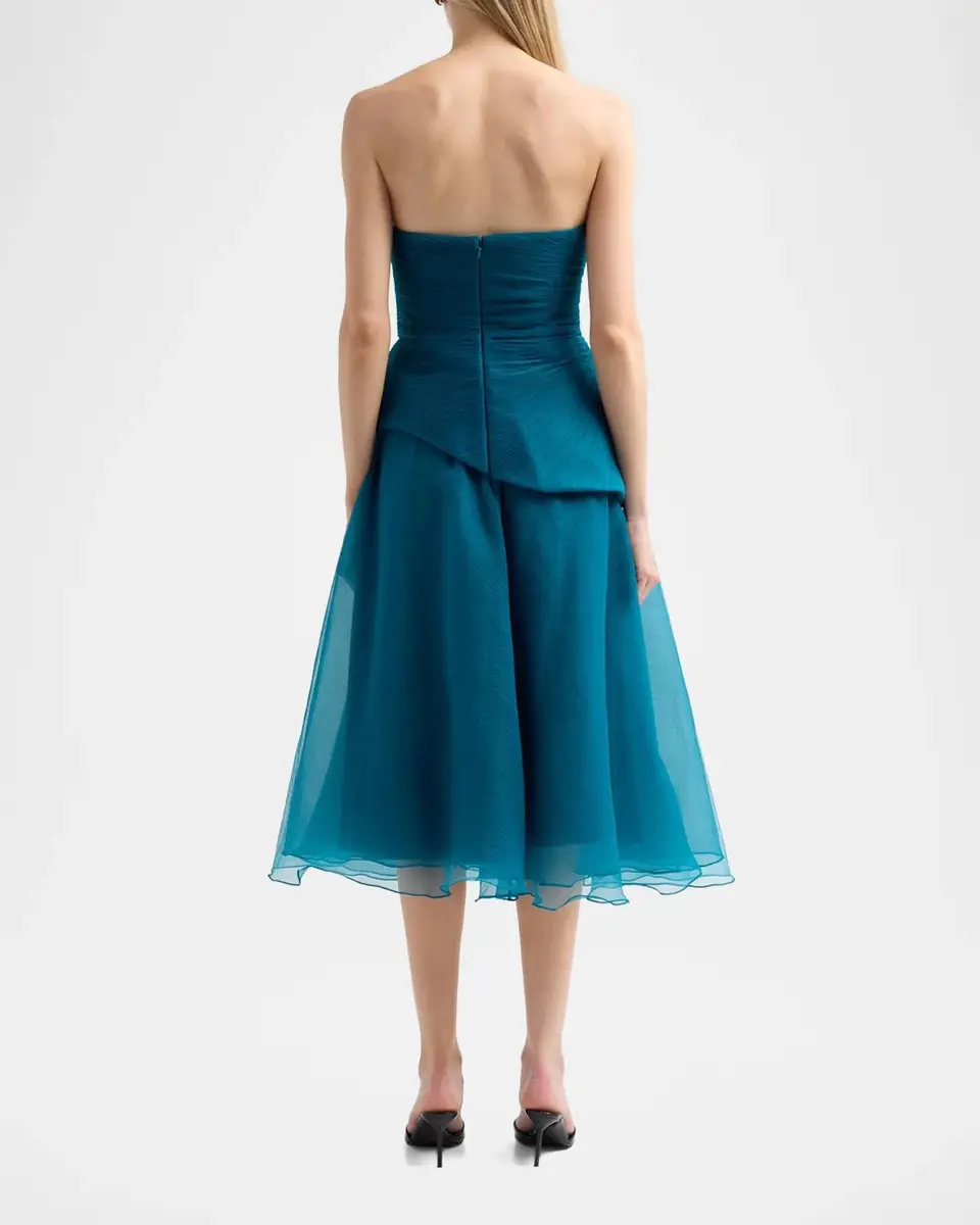THEIA Veda Organza Strapless Midi Dress | Thumbnail 3 THEIA Veda Organza Strapless Midi Dress | Thumbnail 3