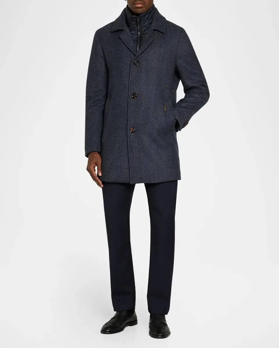 Moorer Men's Monferrato Wool Layered Topcoat | Thumbnail 2