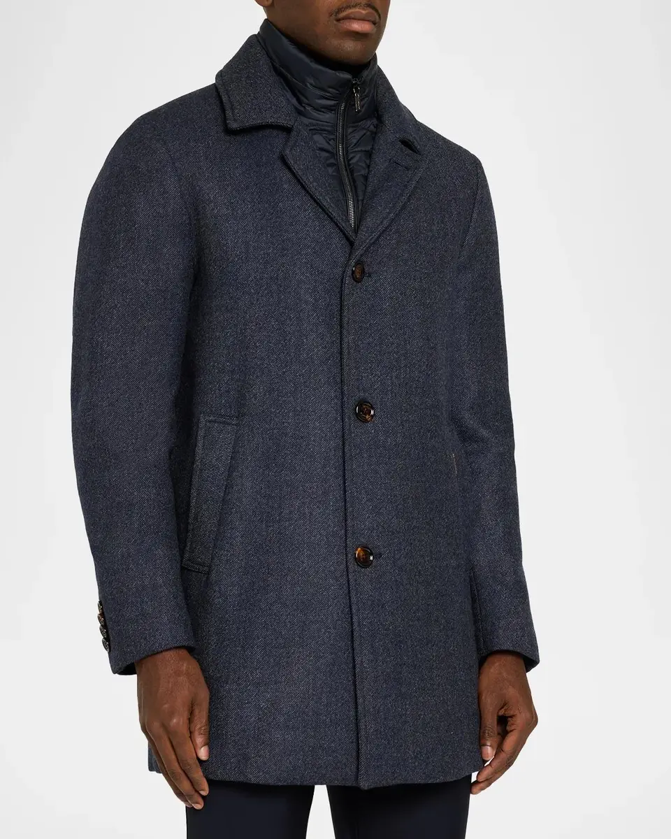 Moorer Men's Monferrato Wool Layered Topcoat | Thumbnail 4