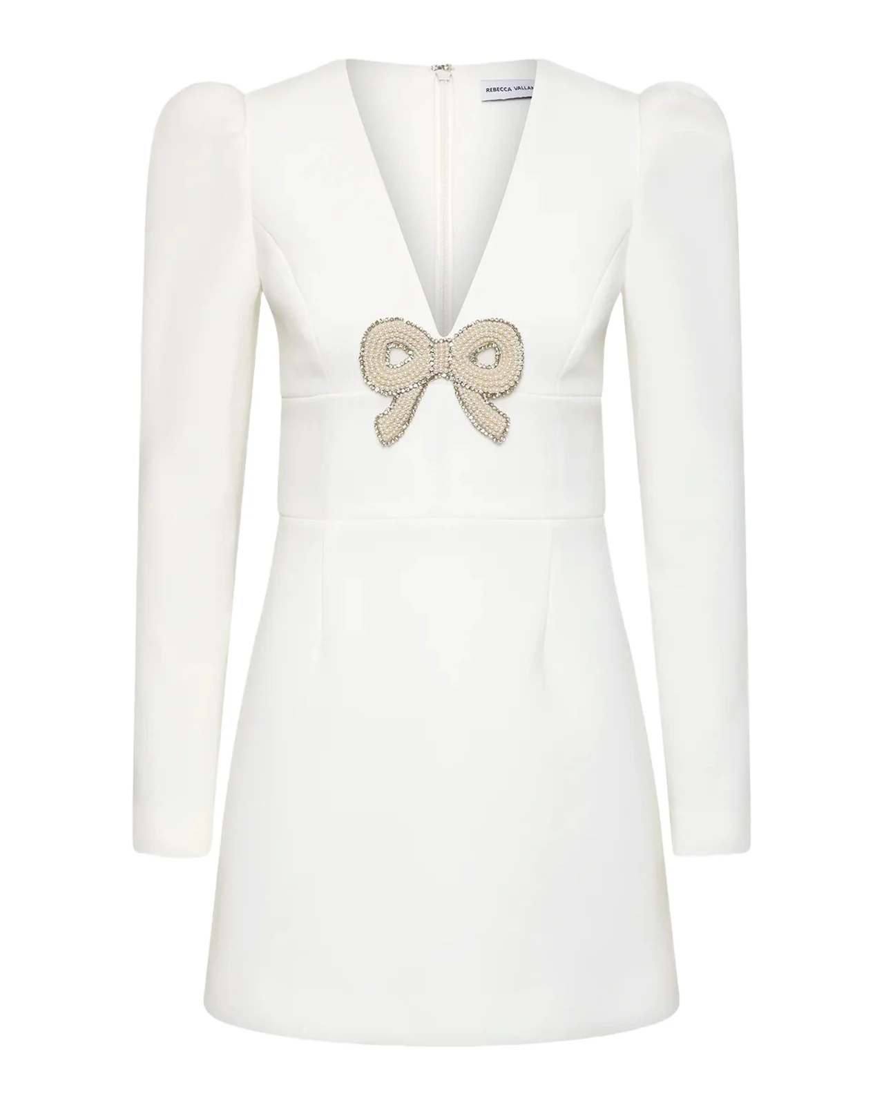 Rebecca Vallance Dreamer Bow-Embellished Crepe Mini Dress