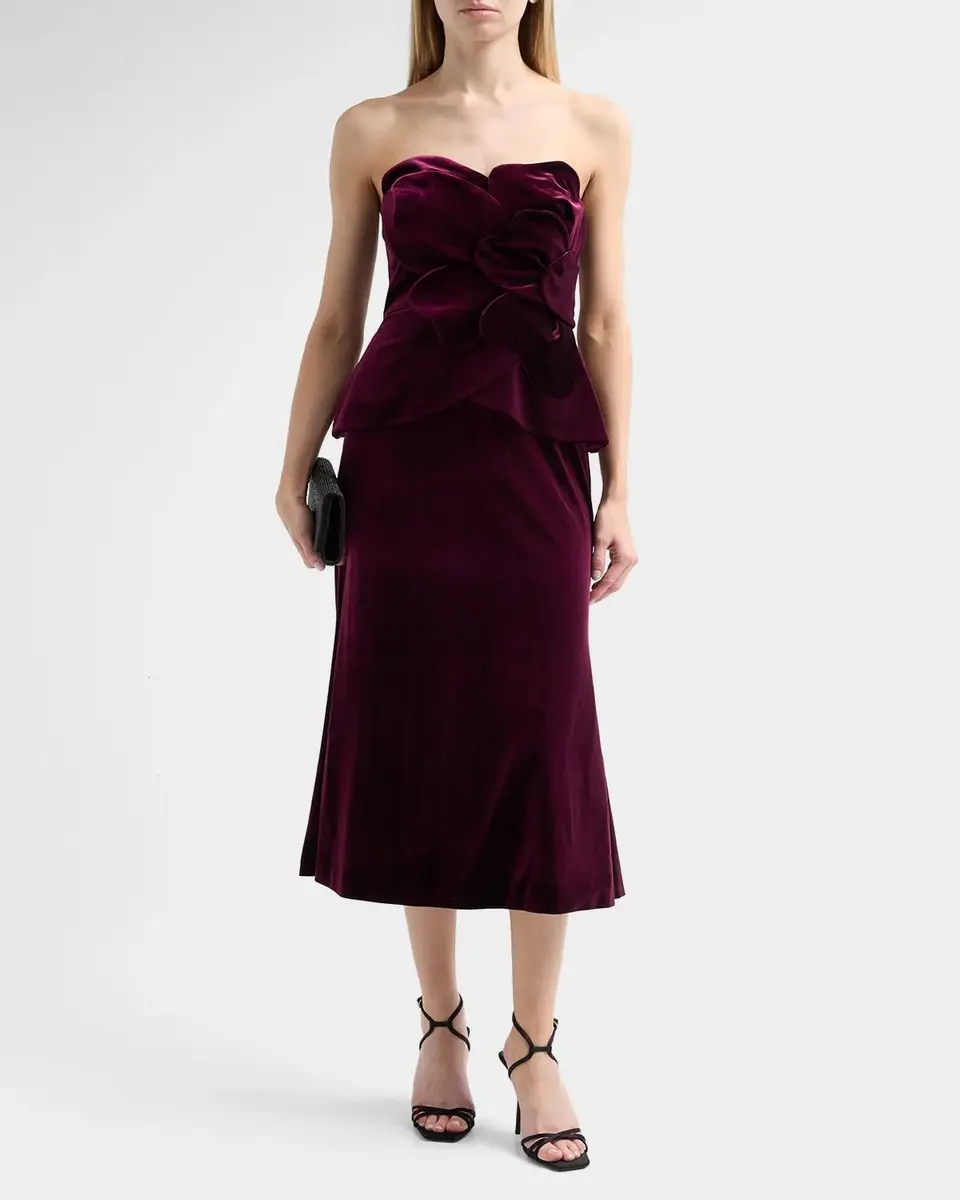 THEIA Kelsey Sculpted Velvet Midi Dress | Thumbnail 2 THEIA Kelsey Sculpted Velvet Midi Dress | Thumbnail 2