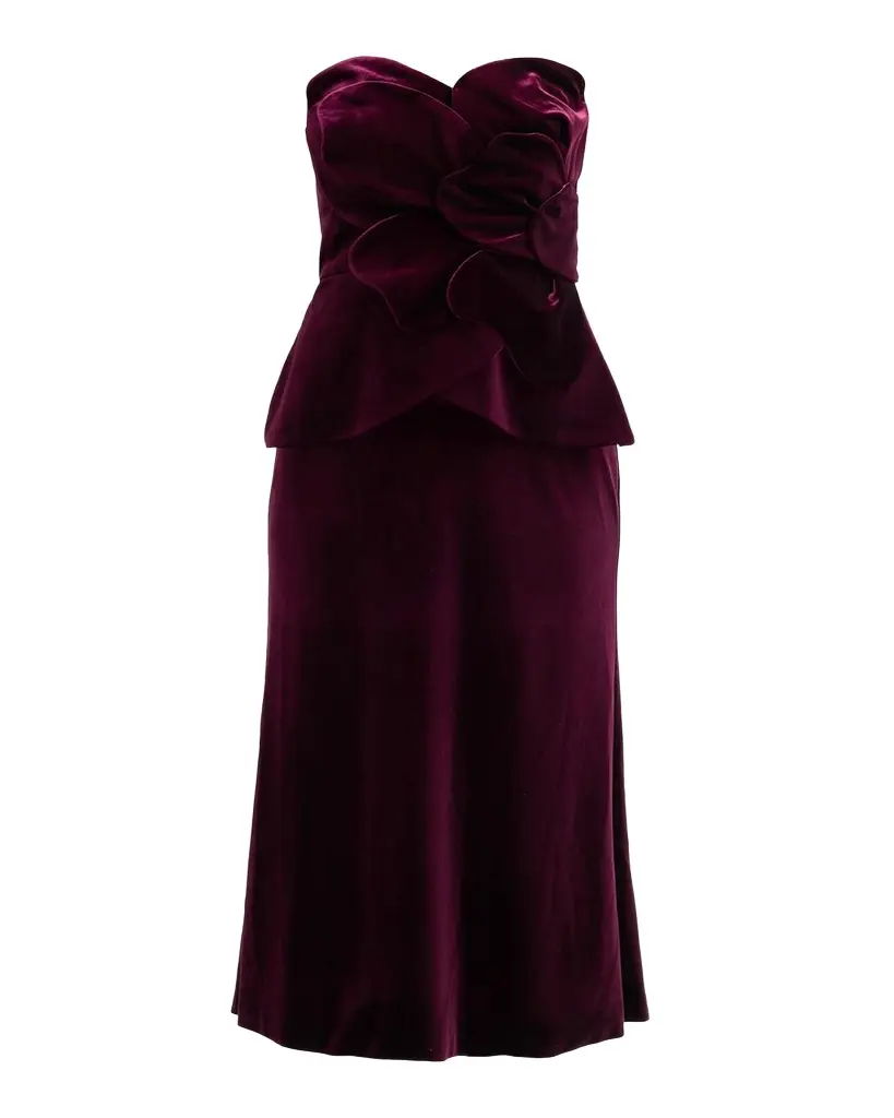 THEIA Kelsey Sculpted Velvet Midi Dress