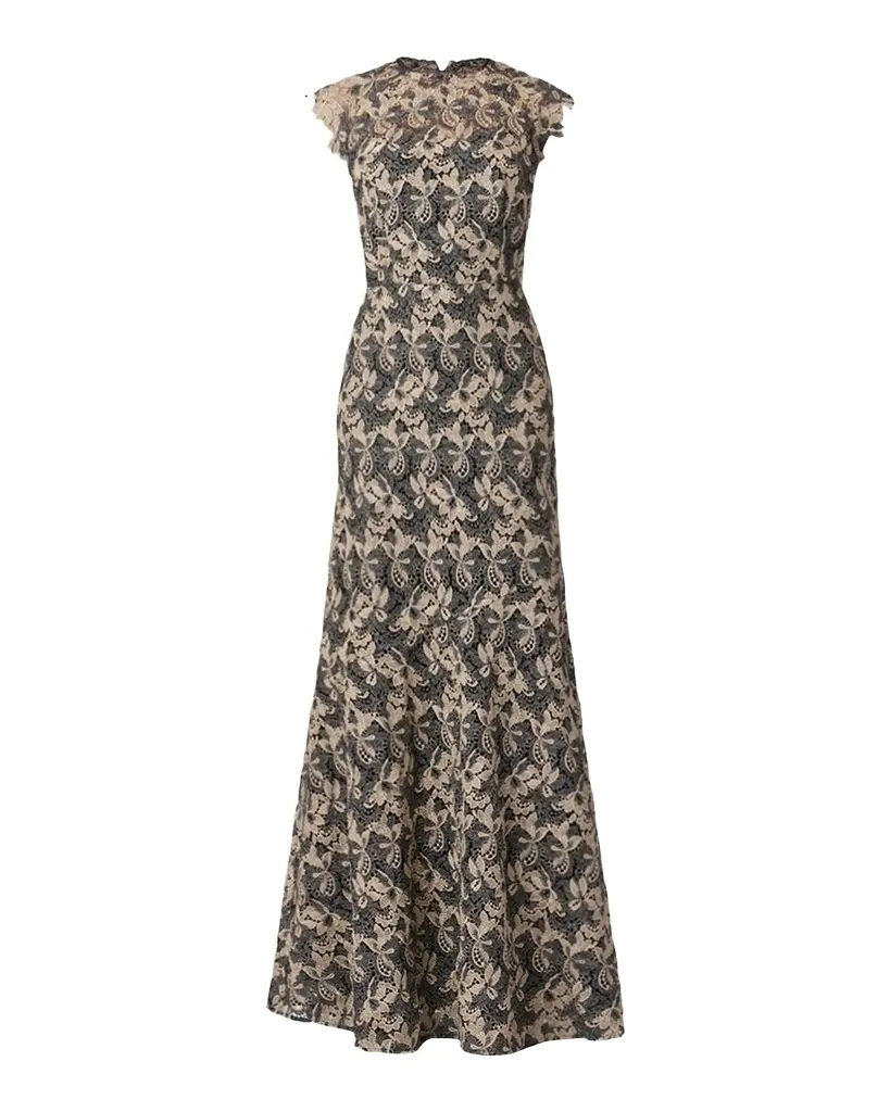 Shoshanna Raven Shimmer Lace Mermaid Gown