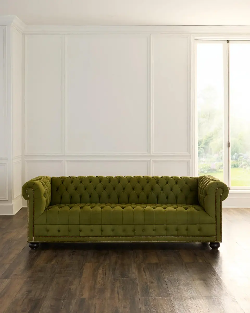 Old Hickory Tannery Ava 94" Leather Chesterfield Sofa