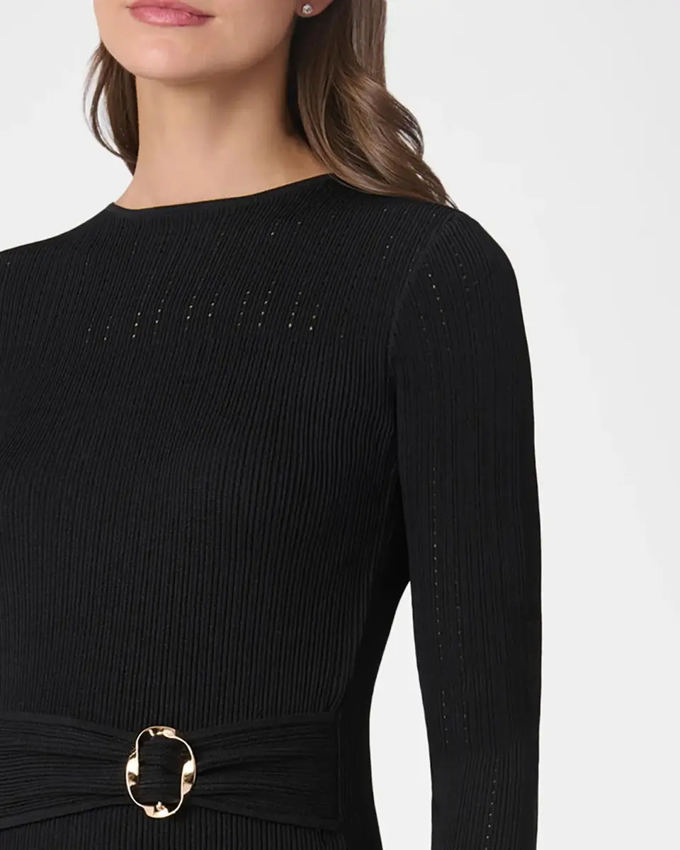 Shoshanna Pleated Rib Knit Midi Dress | Thumbnail 4