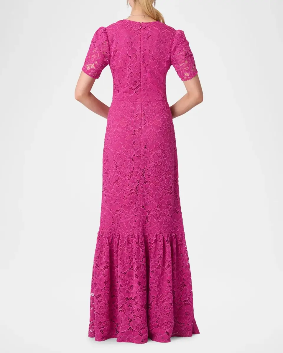 Shoshanna Bolton Tulip-Sleeve Corded Lace Gown | Thumbnail 2