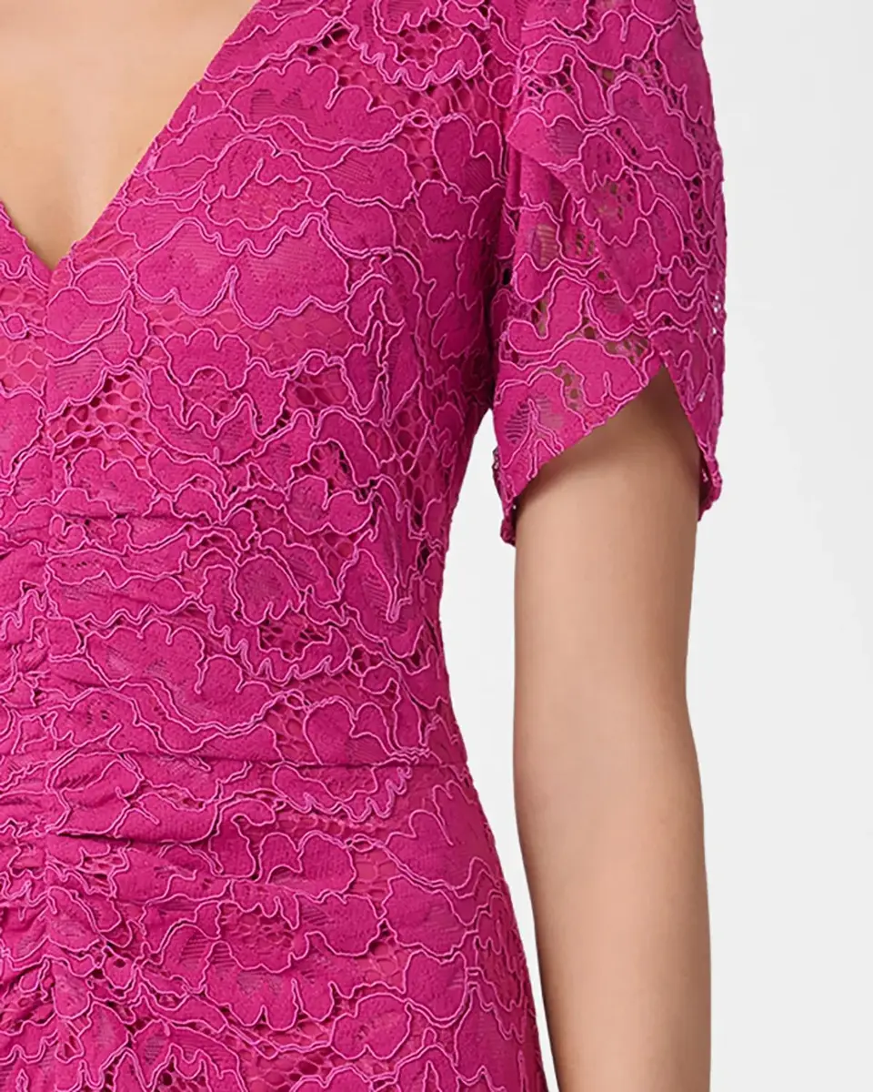 Shoshanna Bolton Tulip-Sleeve Corded Lace Gown | Thumbnail 4