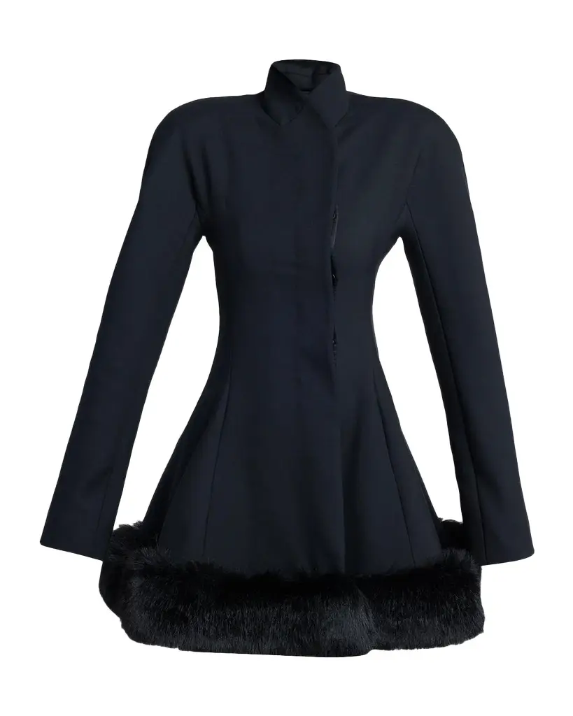 Faux-Fur Trim Wool Peplum Jacket Faux-Fur Trim Wool Peplum Jacket