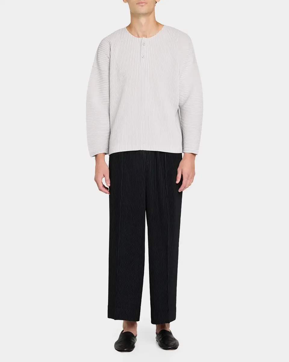 Homme Plissé Issey Miyake Men's Pleated Henley Long-Sleeve Shirt | Thumbnail 2 Homme Plissé Issey Miyake Men's Pleated Henley Long-Sleeve Shirt | Thumbnail 2