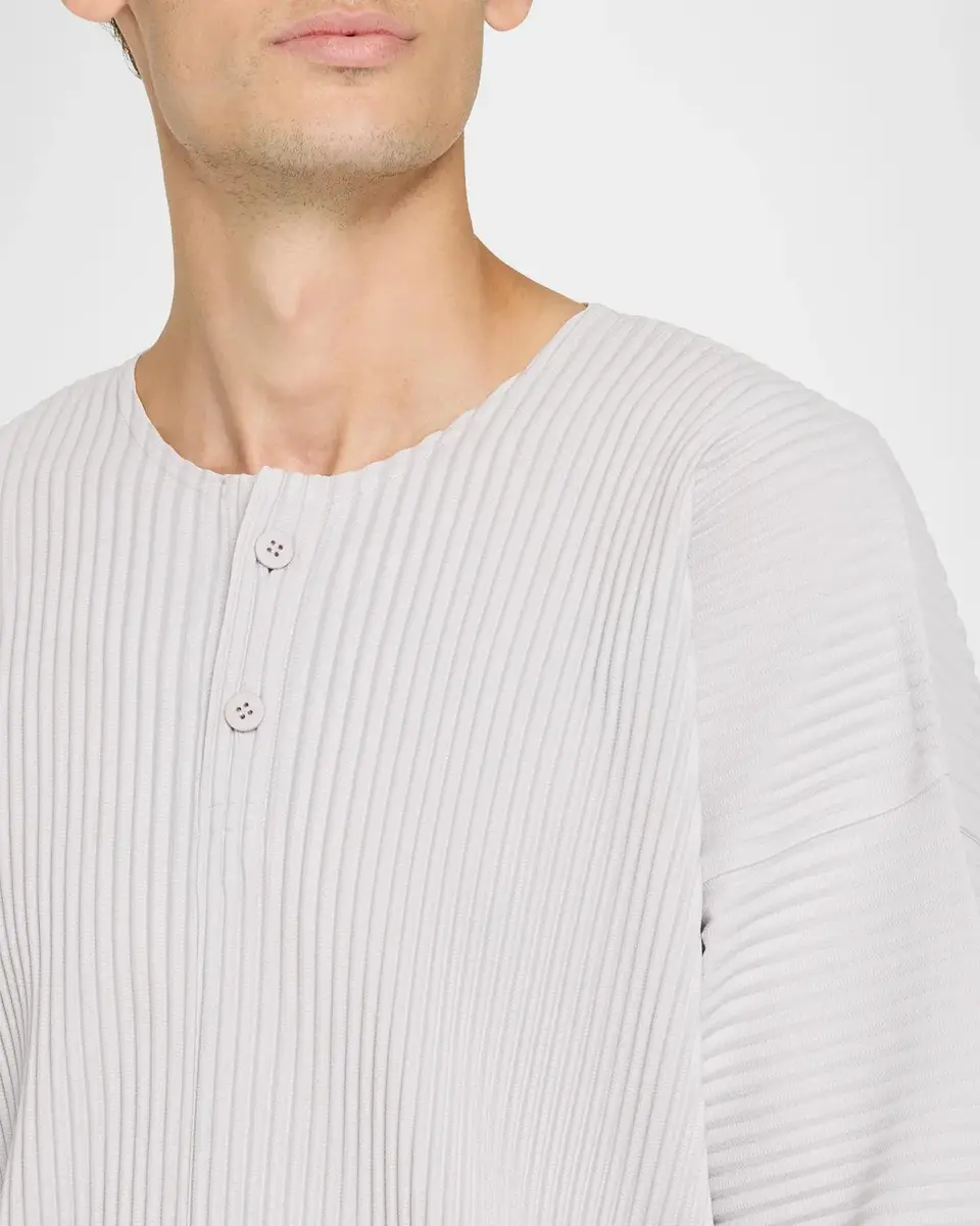 Homme Plissé Issey Miyake Men's Pleated Henley Long-Sleeve Shirt | Thumbnail 5 Homme Plissé Issey Miyake Men's Pleated Henley Long-Sleeve Shirt | Thumbnail 5