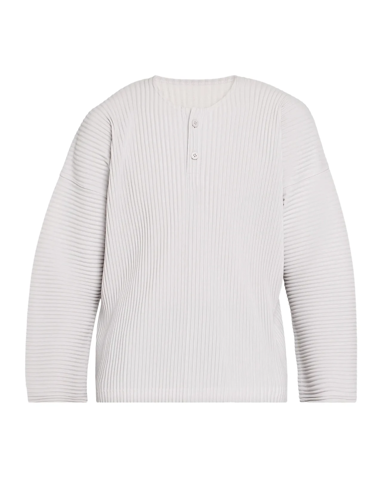 Homme Plissé Issey Miyake Men's Pleated Henley Long-Sleeve Shirt
