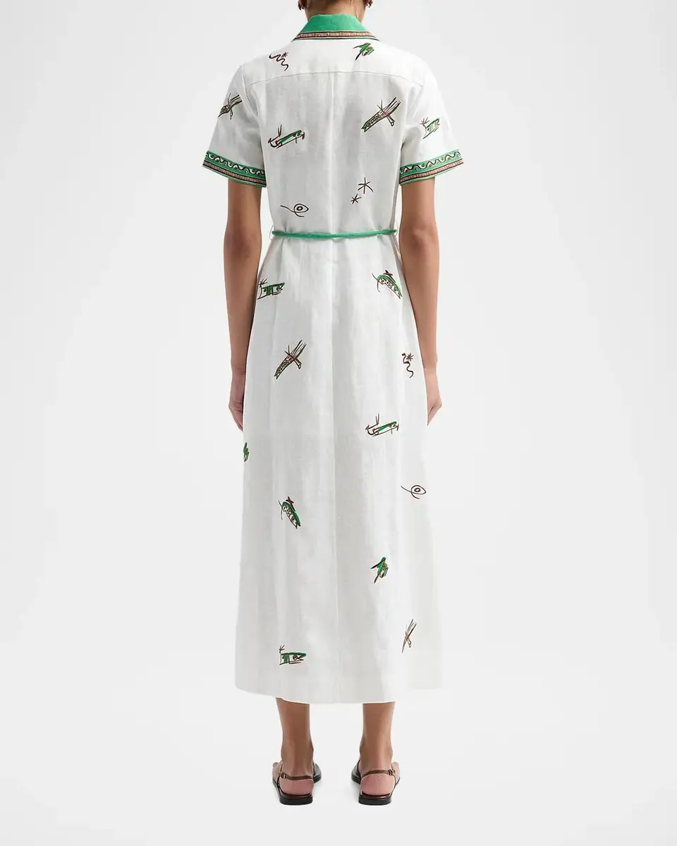 ALÉMAIS Wanda Embroidered Linen Midi Shirtdress | Thumbnail 3 ALÉMAIS Wanda Embroidered Linen Midi Shirtdress | Thumbnail 3