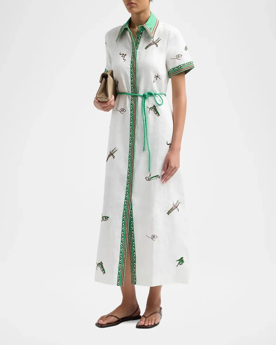 ALÉMAIS Wanda Embroidered Linen Midi Shirtdress | Thumbnail 4 ALÉMAIS Wanda Embroidered Linen Midi Shirtdress | Thumbnail 4