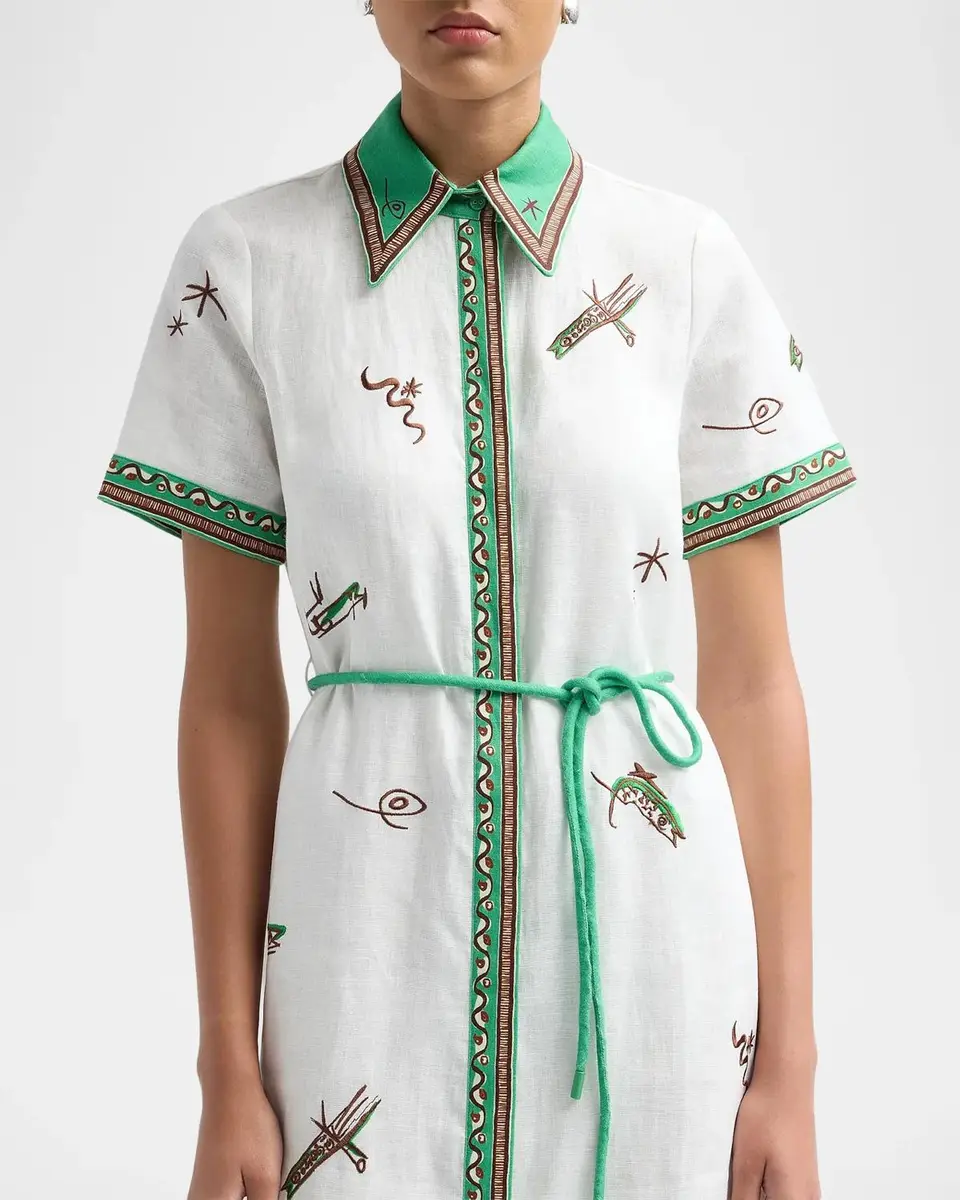 ALÉMAIS Wanda Embroidered Linen Midi Shirtdress | Thumbnail 5 ALÉMAIS Wanda Embroidered Linen Midi Shirtdress | Thumbnail 5