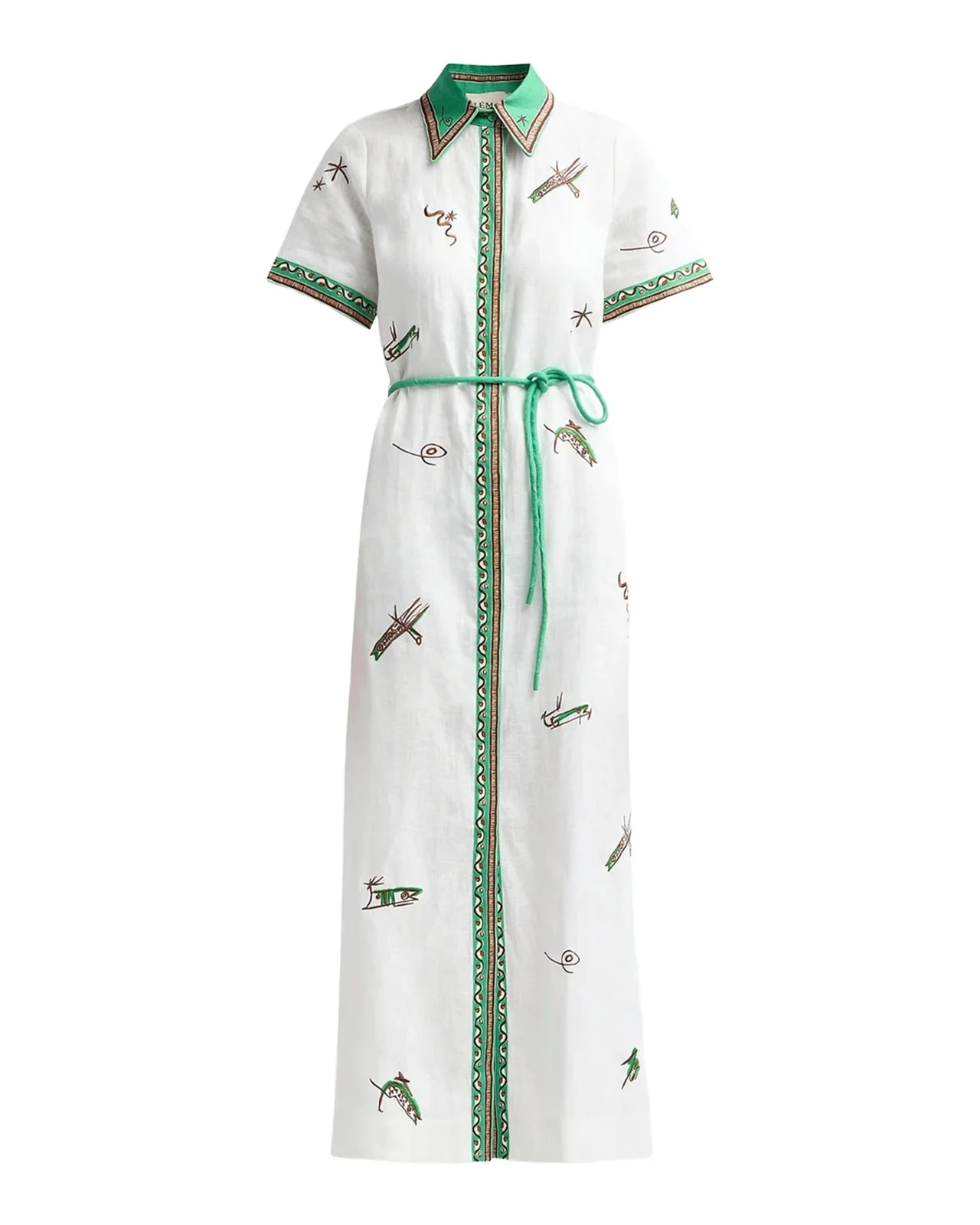 Wanda Embroidered Linen Midi Shirtdress Wanda Embroidered Linen Midi Shirtdress