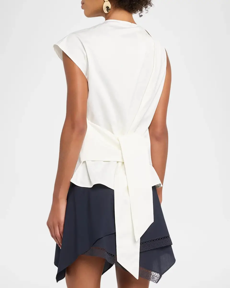 JW Anderson Sculptural Sleeve Pleated Cotton Poplin Top | Thumbnail 3 JW Anderson Sculptural Sleeve Pleated Cotton Poplin Top | Thumbnail 3