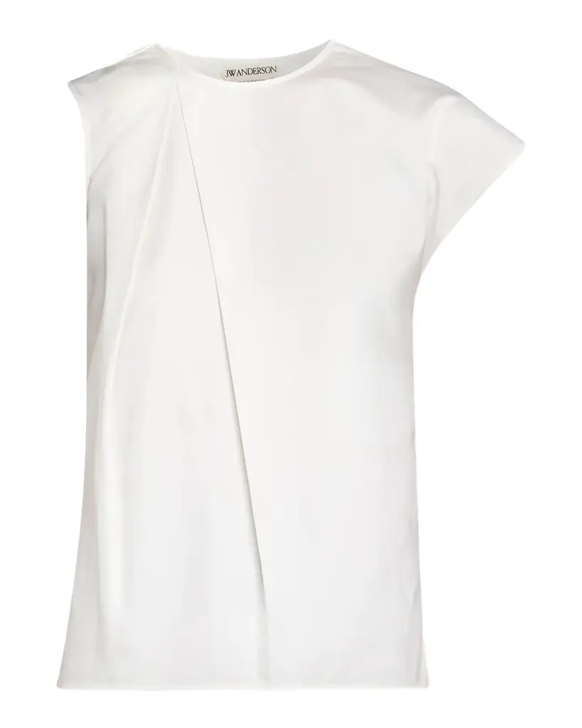 JW Anderson Sculptural Sleeve Pleated Cotton Poplin Top