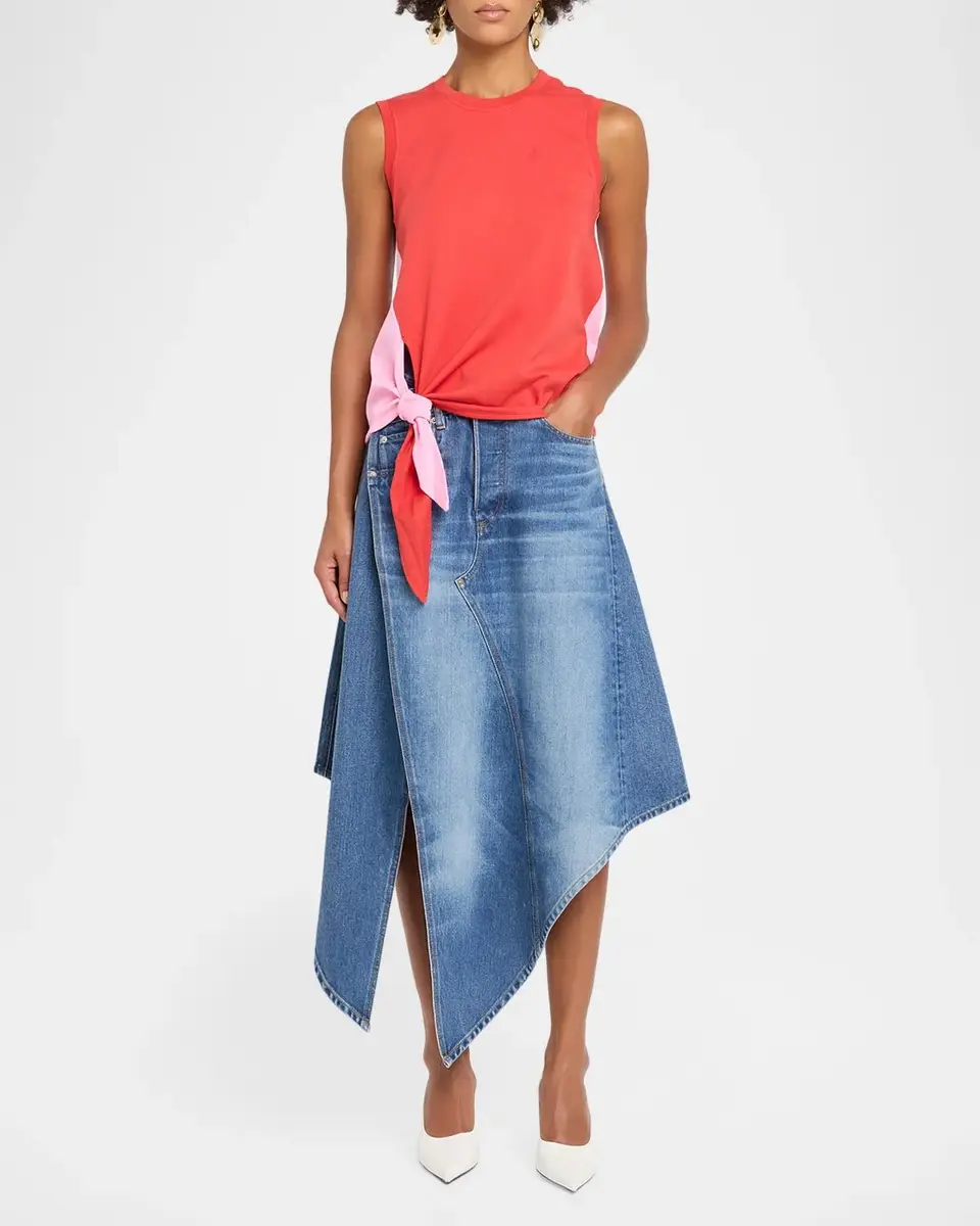 JW Anderson Bi-Color Cotton Tie Hem Tank Top | Thumbnail 2