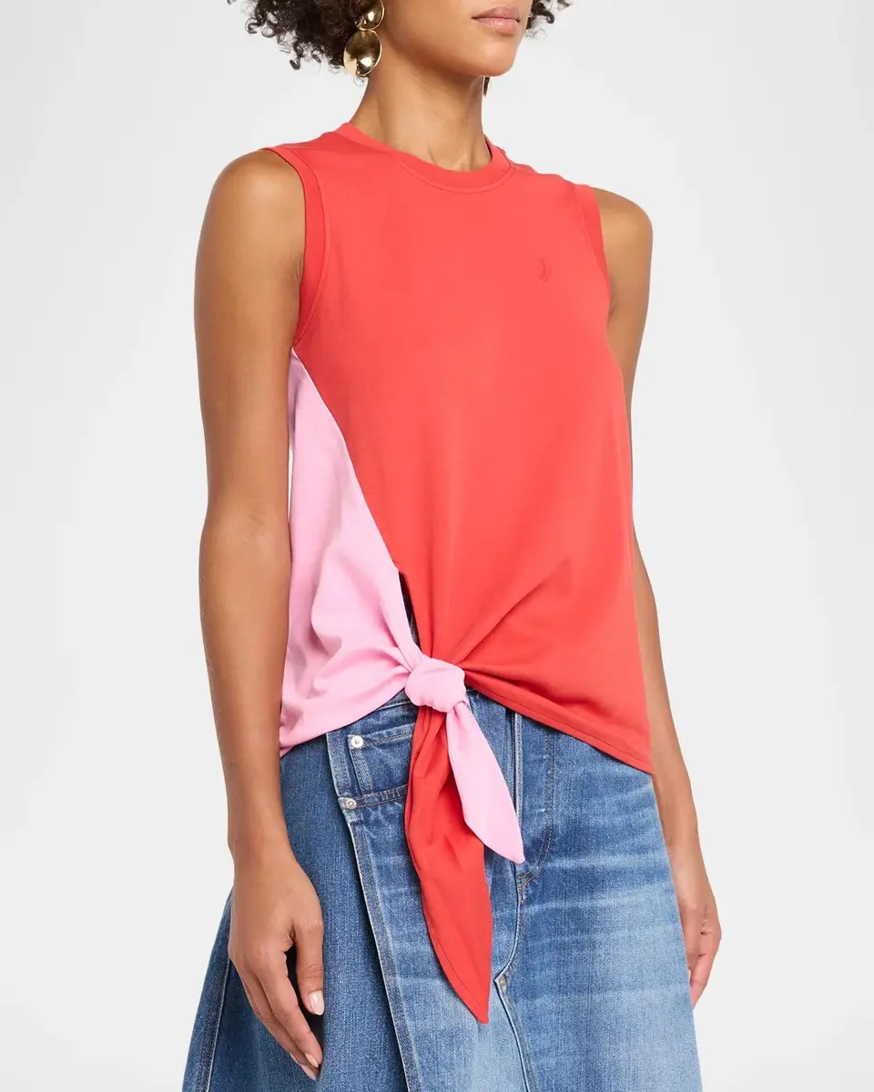 JW Anderson Bi-Color Cotton Tie Hem Tank Top | Thumbnail 4