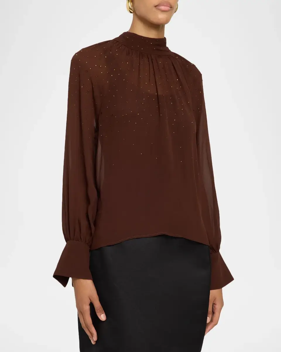 Generation Love Noor Crystal-Embellished Chiffon Mock-Neck Blouse | Thumbnail 4 Generation Love Noor Crystal-Embellished Chiffon Mock-Neck Blouse | Thumbnail 4
