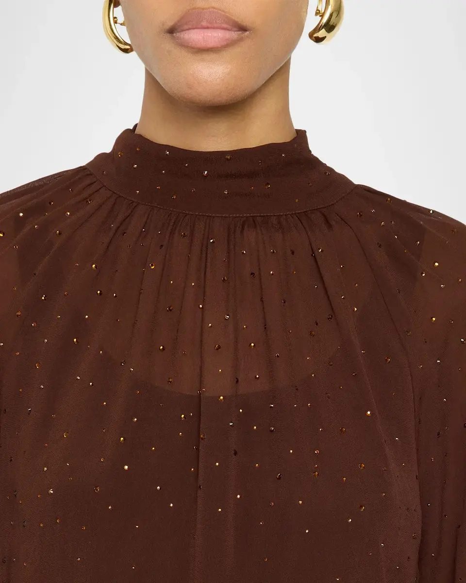 Generation Love Noor Crystal-Embellished Chiffon Mock-Neck Blouse | Thumbnail 5 Generation Love Noor Crystal-Embellished Chiffon Mock-Neck Blouse | Thumbnail 5
