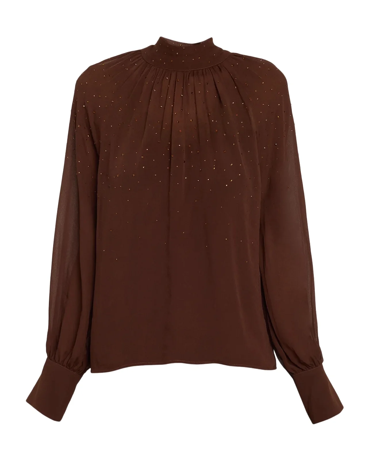 Noor Crystal-Embellished Chiffon Mock-Neck Blouse Noor Crystal-Embellished Chiffon Mock-Neck Blouse