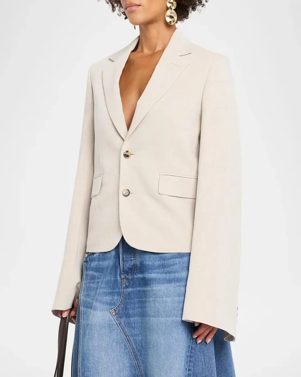 JW Anderson Weighted Sleeve Linen-Blend Blazer Jacket | Thumbnail 4 JW Anderson Weighted Sleeve Linen-Blend Blazer Jacket | Thumbnail 4