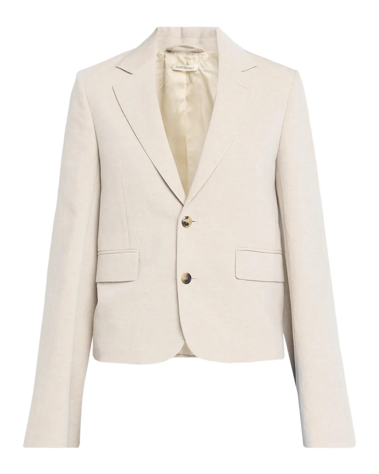 Weighted Sleeve Linen-Blend Blazer Jacket Weighted Sleeve Linen-Blend Blazer Jacket