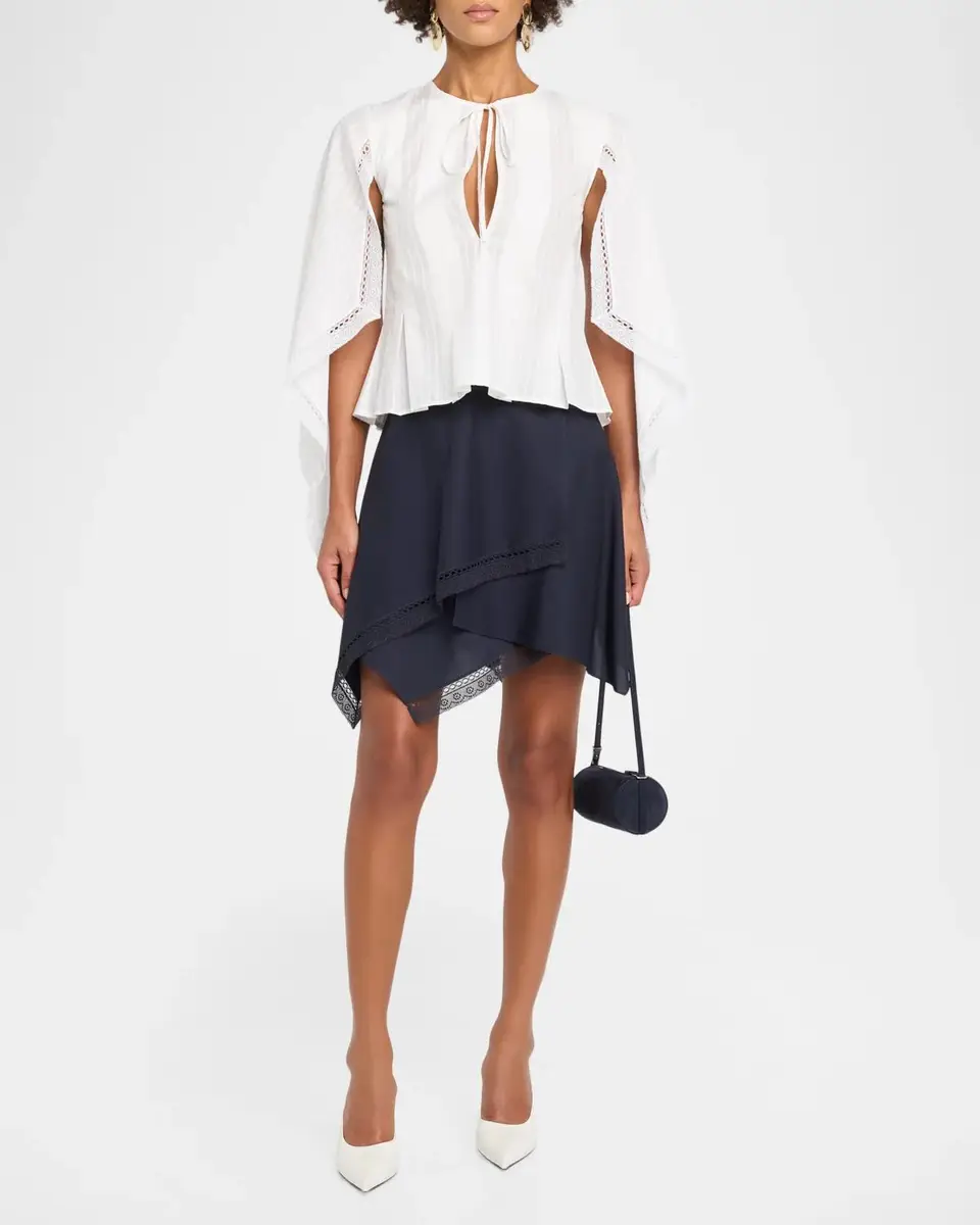 JW Anderson Draped Sleeve Striped Cotton Poplin Peplum Top | Thumbnail 2