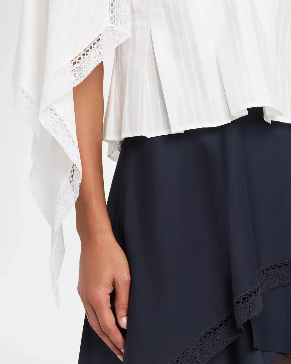 JW Anderson Draped Sleeve Striped Cotton Poplin Peplum Top | Thumbnail 5