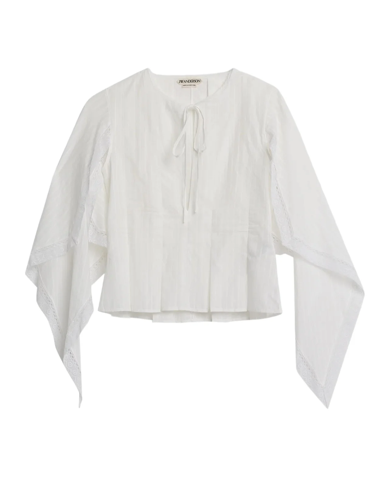 Draped Sleeve Striped Cotton Poplin Peplum Top Draped Sleeve Striped Cotton Poplin Peplum Top