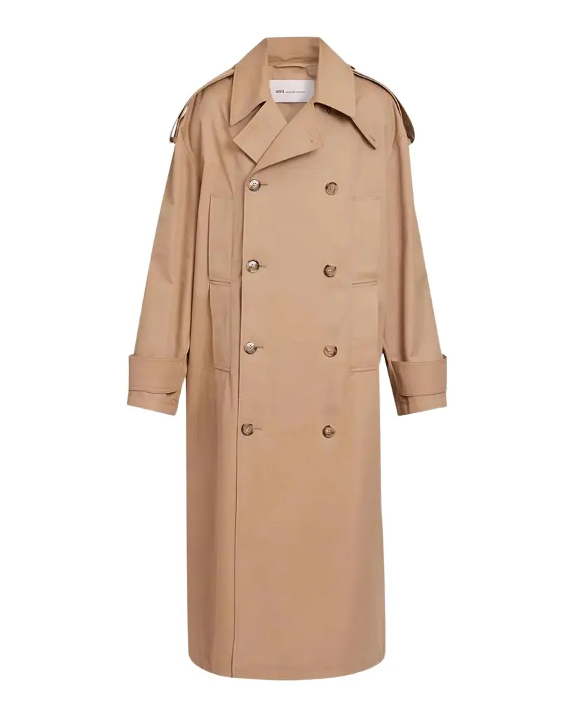 AMI PARIS Cotton Gabardine Trench Coat
