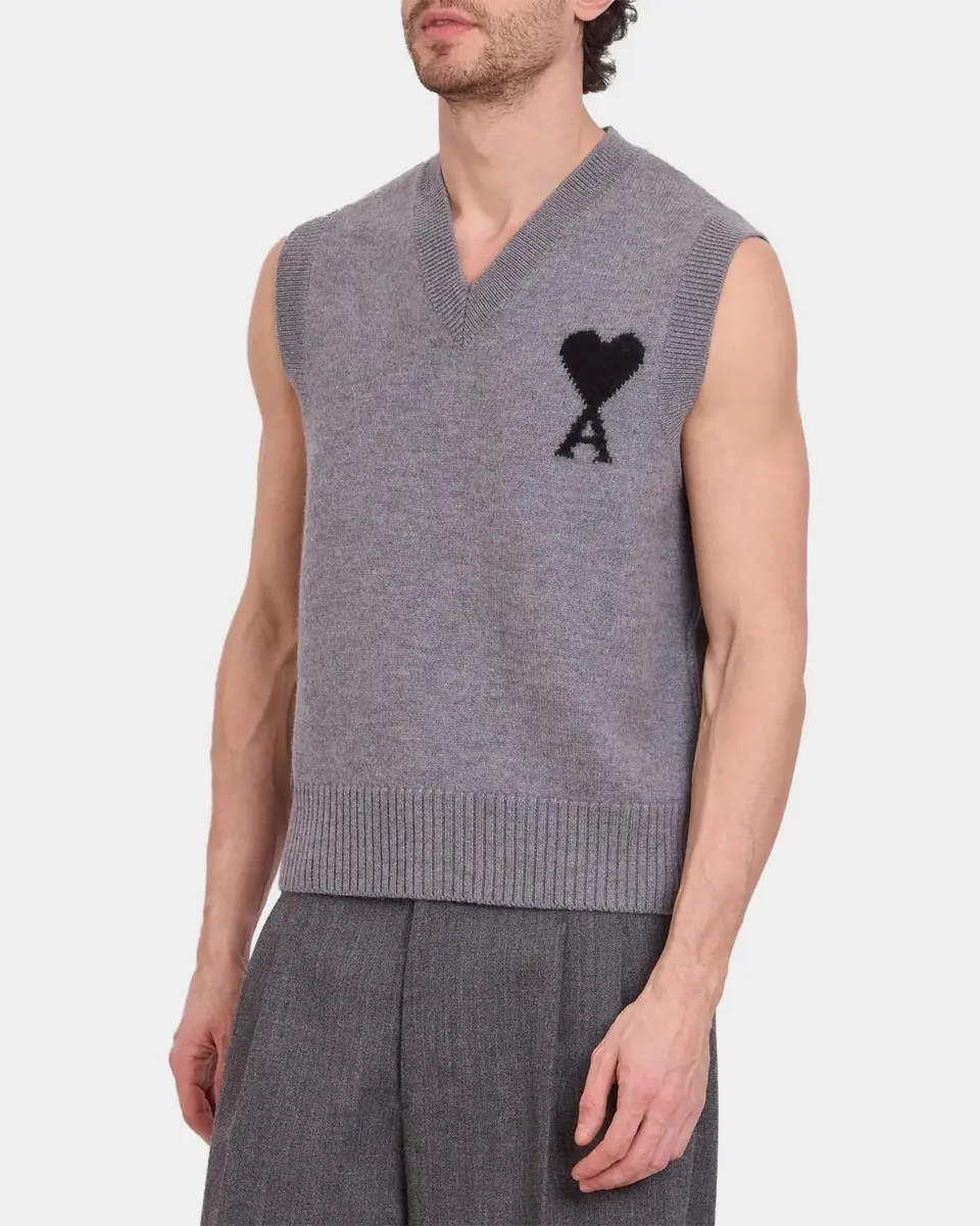 AMI PARIS Quota Ami De Coeur Logo Knit Vest | Thumbnail 5 AMI PARIS Quota Ami De Coeur Logo Knit Vest | Thumbnail 5