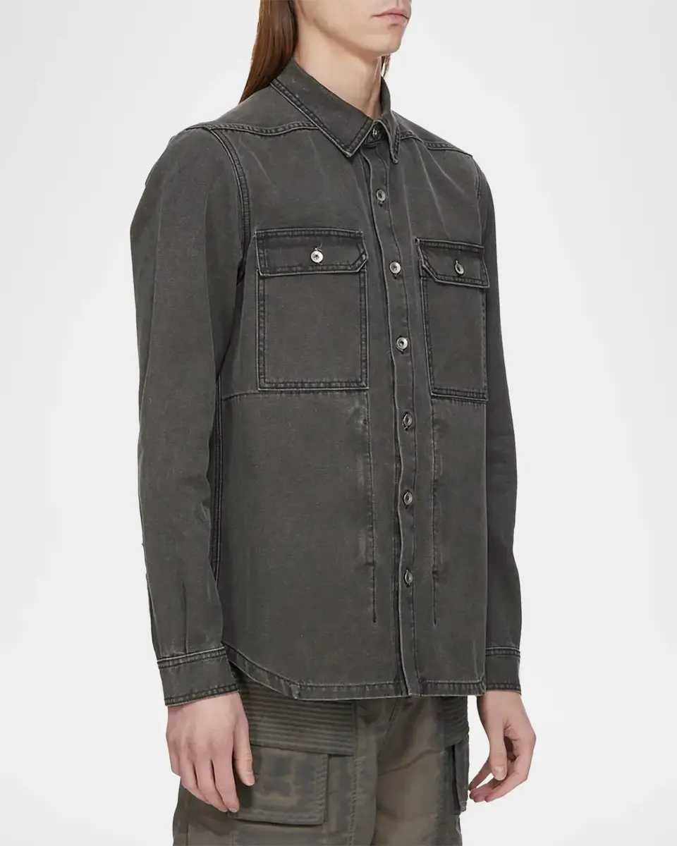 Rick Owens Denim Fitted Outershirt | Thumbnail 4 Rick Owens Denim Fitted Outershirt | Thumbnail 4
