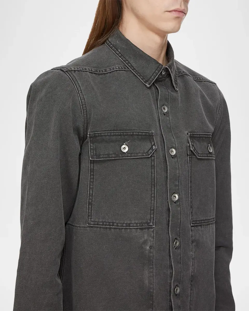 Rick Owens Denim Fitted Outershirt | Thumbnail 5 Rick Owens Denim Fitted Outershirt | Thumbnail 5