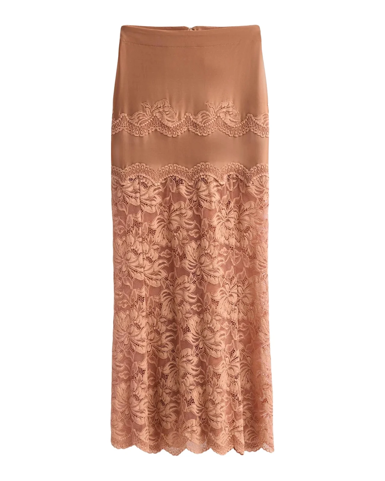 Lace-Trimmed Maxi Skirt
