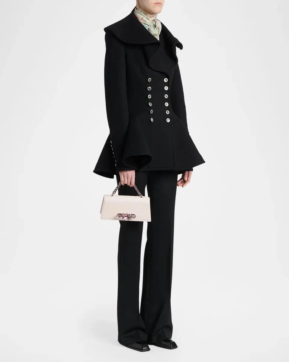 Alexander McQueen Jewelled Croc-Embossed Leather Shoulder Bag | Thumbnail 5 Alexander McQueen Jewelled Croc-Embossed Leather Shoulder Bag | Thumbnail 5