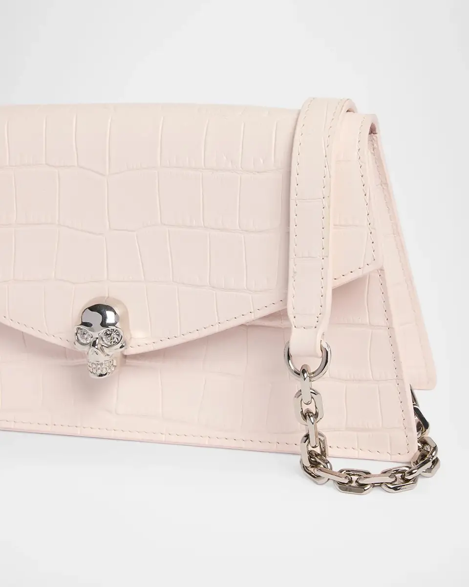 Alexander McQueen Skull Mini Croc-Embossed Leather Shoulder Bag | Thumbnail 6