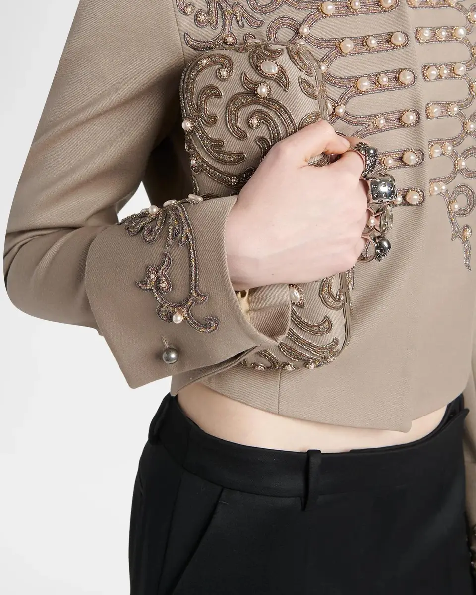 Alexander McQueen Long Embroidered Knuckle Clutch Bag | Thumbnail 2