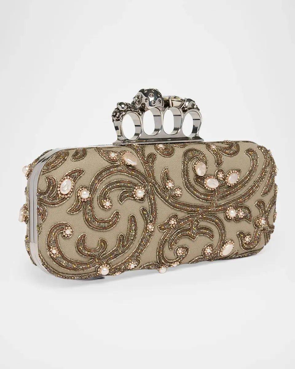 Alexander McQueen Long Embroidered Knuckle Clutch Bag | Thumbnail 3